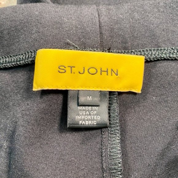 Luxury Brand St John Black Knit Fitted Pants Leggings Wardrobe Staple Sz M 6-8 - Picture 3 of 5